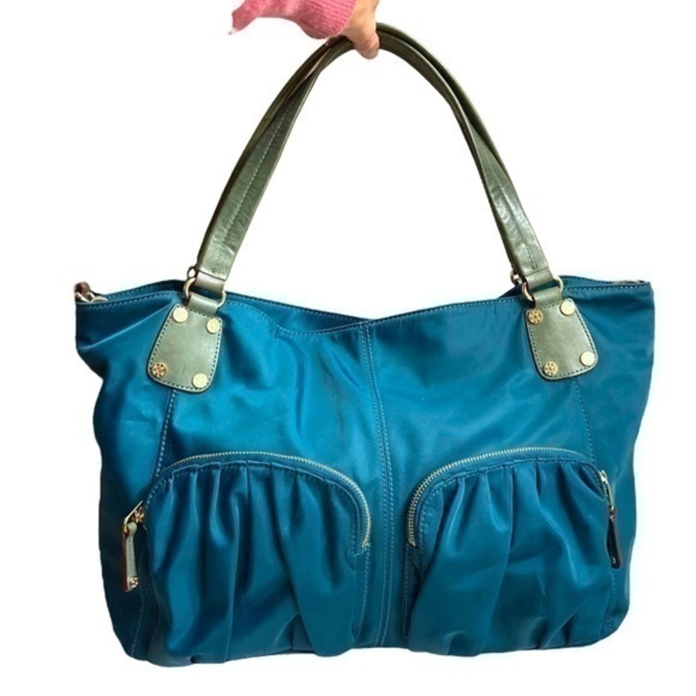 Mz wallace blue tote bag with pouch and strap